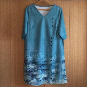 Blue-tiful Waterlily Dress NWOT